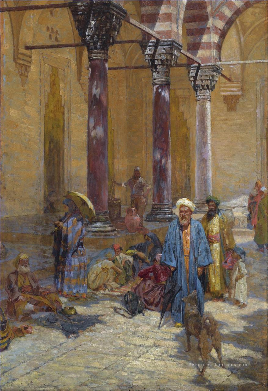SCÈNE orientale dans un quartier de mosquée par Symeon Sabbides Araber Peintures à l'huile